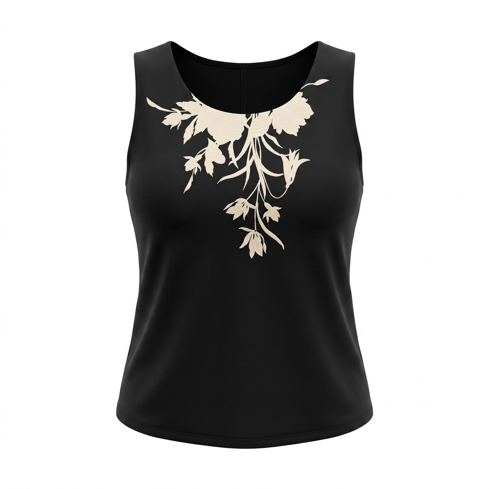 Virgo Floral Graphic‎ Tank Top 20 Black Sleeveless Plus Size Professional Chic